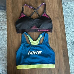 2 sports bras (nike and reebok)